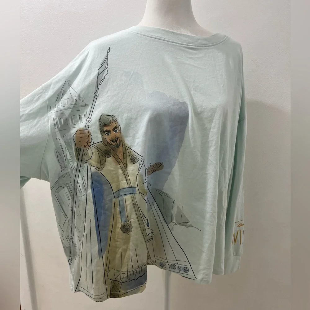 Disney Wish Magnífico Light Blue Wish Crewneck Long Sleeve T-shirt size 1X NWT